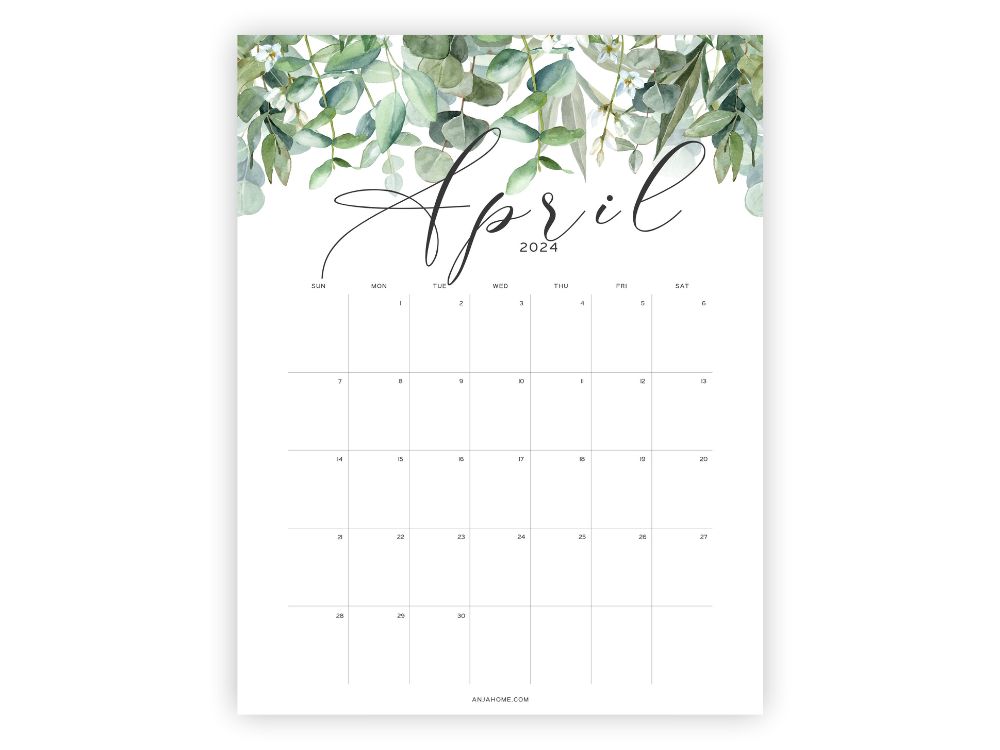 april monthly planner green anja home