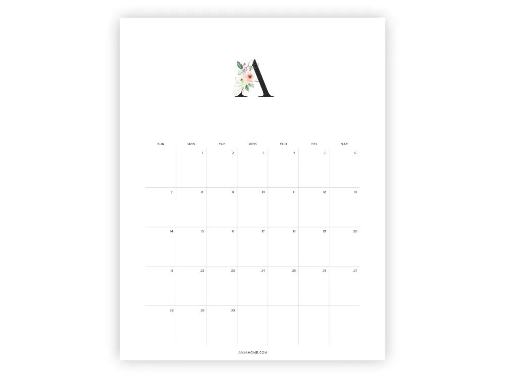 April monthly planner minimalist