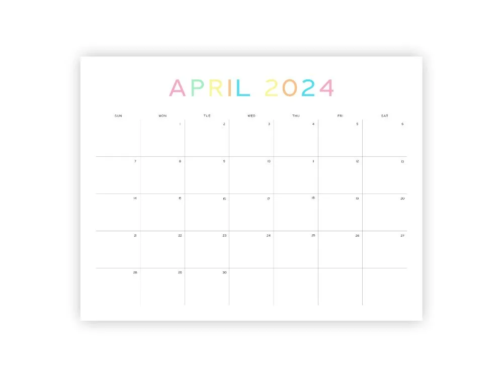 free printable april 2024 calendar