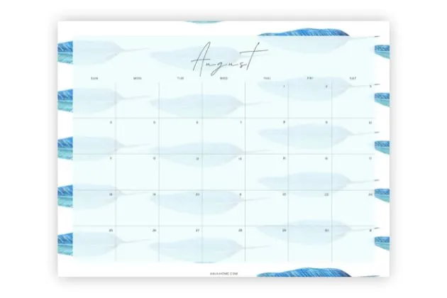 blank august monthly overview cute