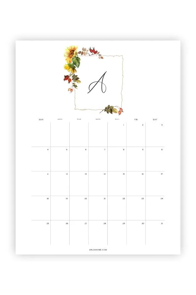august blank calendar aesthetic