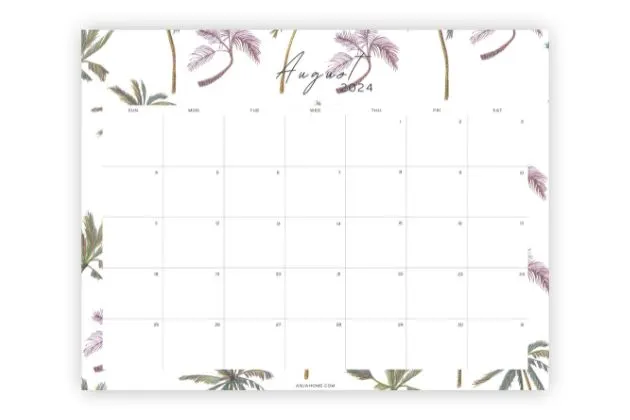 monthly planner august pretty