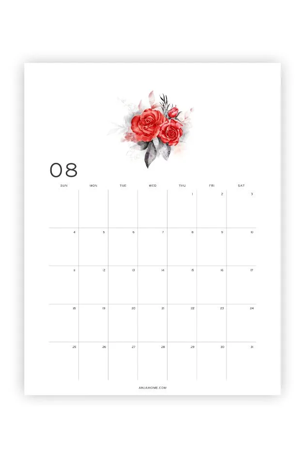 august 2024 monthly planner floral