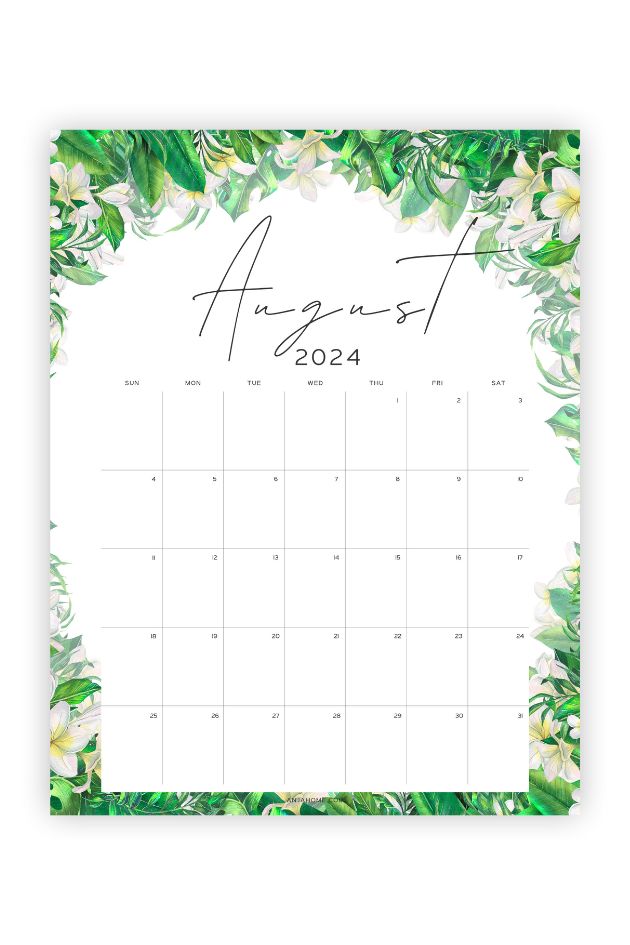 pretty august 2024 monthly planner