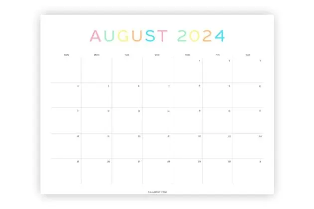 august 2024 calendar sunday start