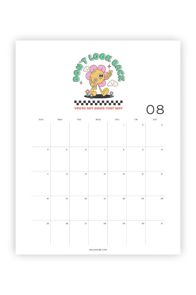 august blank printable calendar