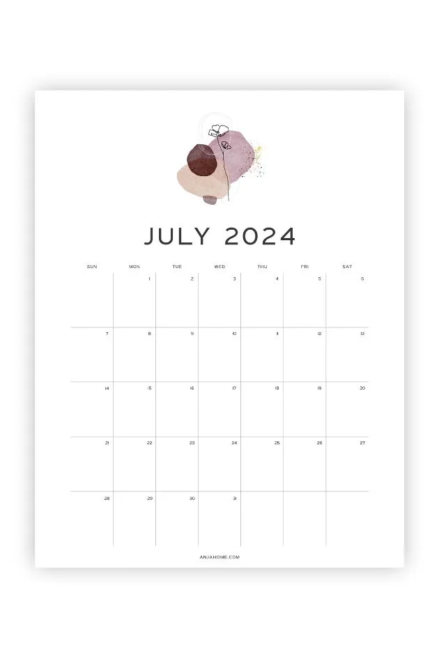 july calendar aesthetic free printable