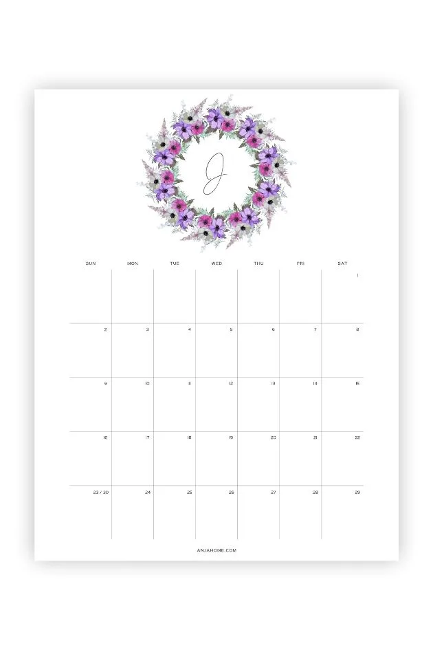 june schedule printable floral