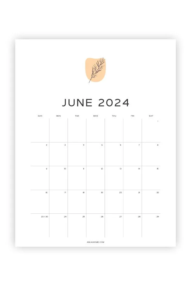 printable blank calendar june 2024