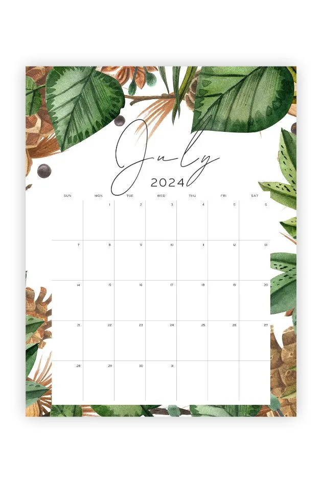 calendars for july green wall