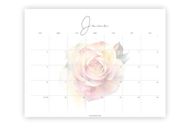 june 2024 calendar template floral