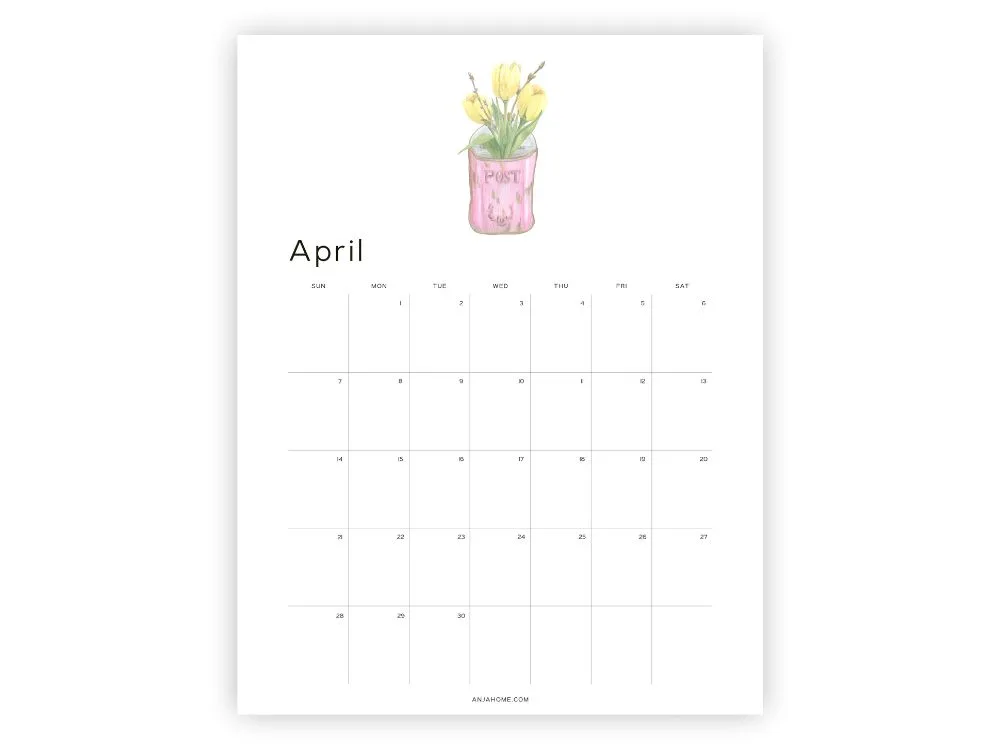 cute april calendar 2024