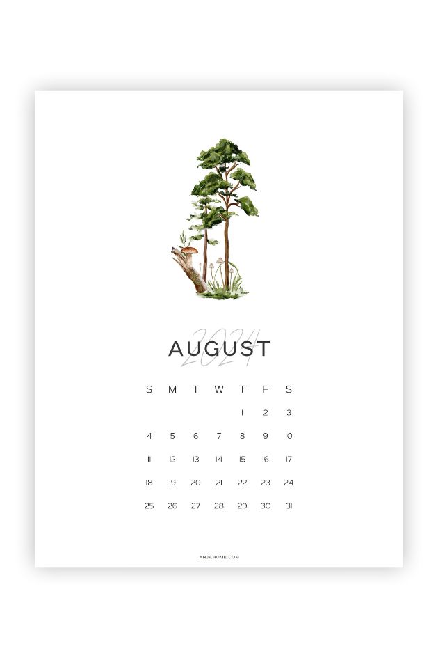 august monthly calendar 2024 cute