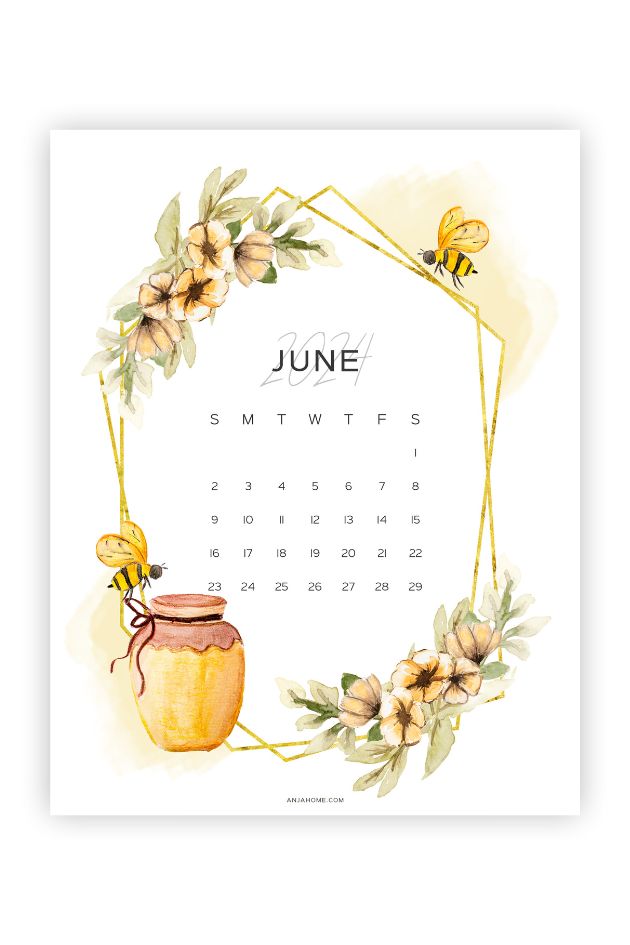 monthly calendar 06 yellow