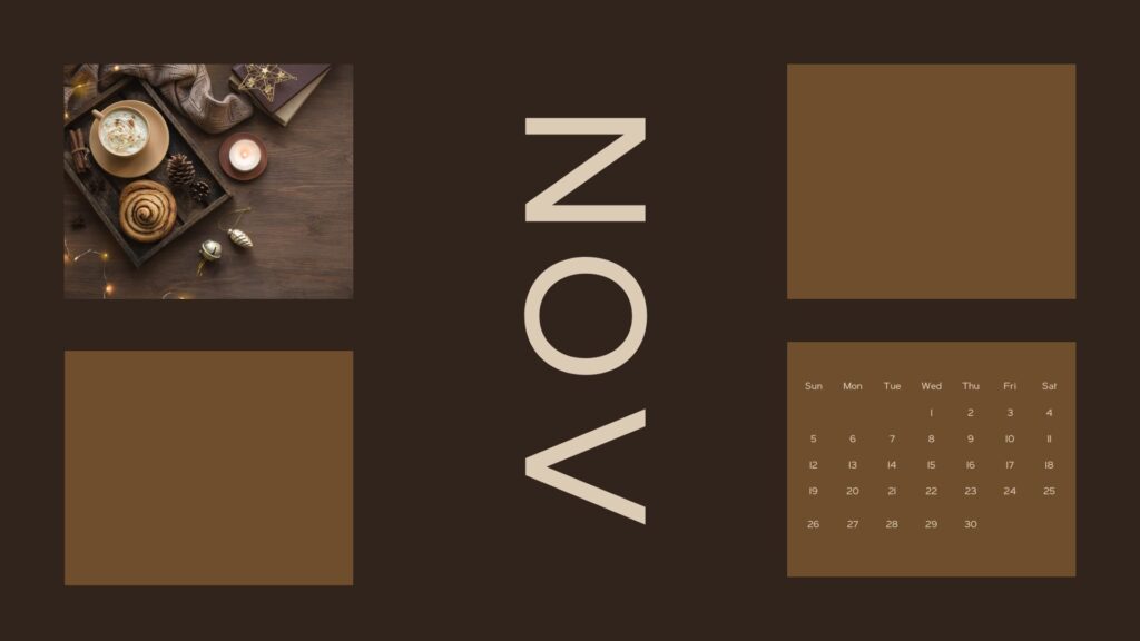 november desktop calendar 2023 vintage