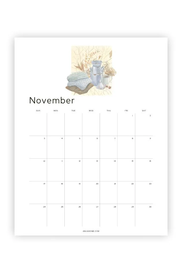 printable calendar november aesthetic