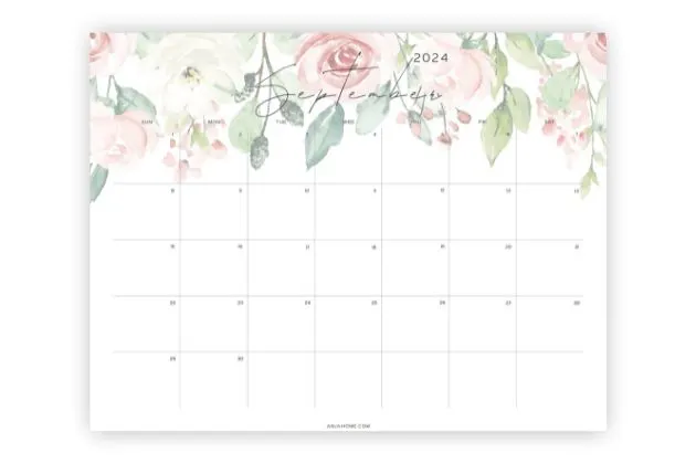 printable 2024 september calendar floral