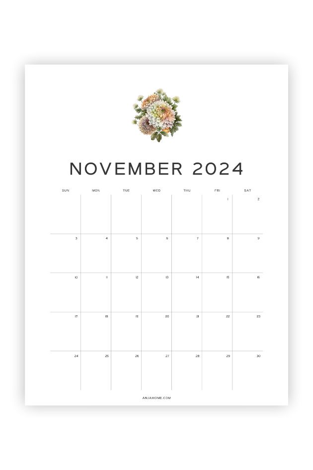 printable november calendar portrait
