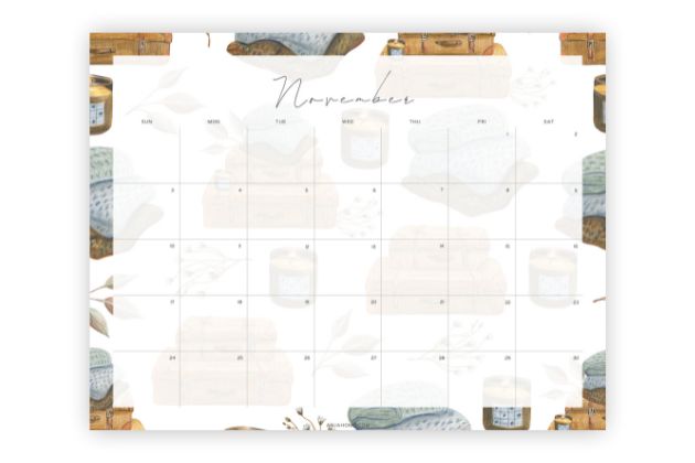 printable calendar of november landscape