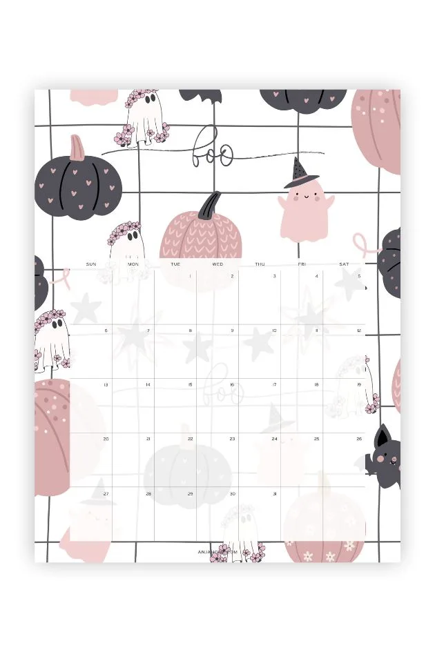 halloween printable calendar cute