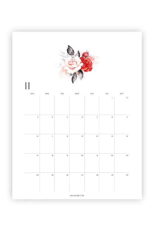 free printable calendar november 2024 aesthetic