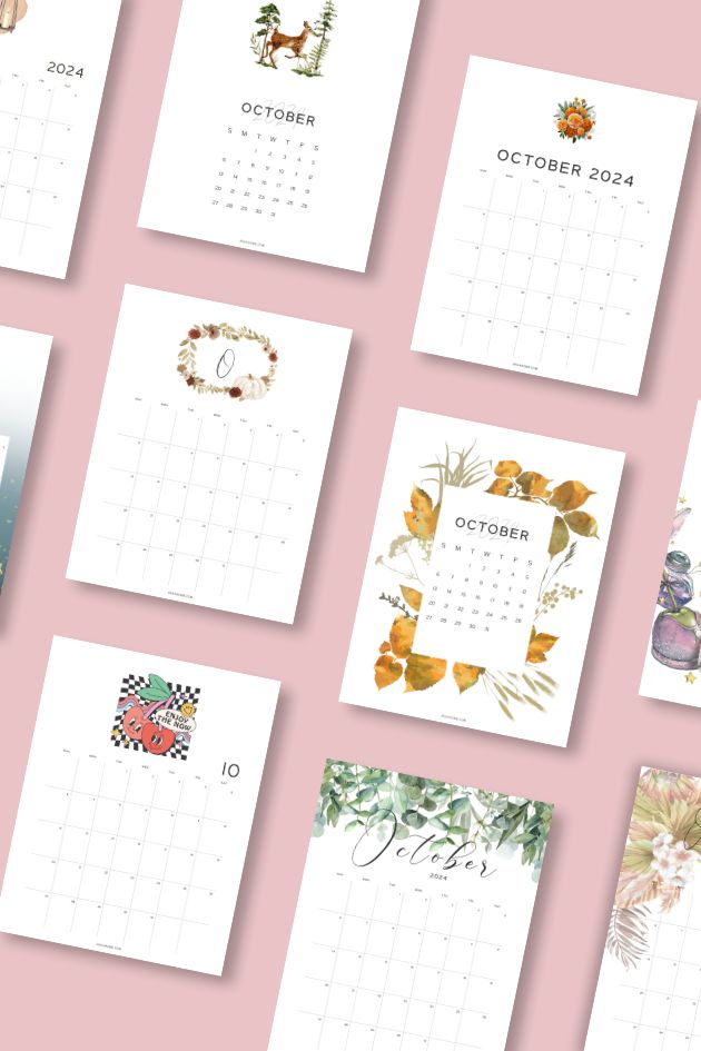 printable calendars october cute