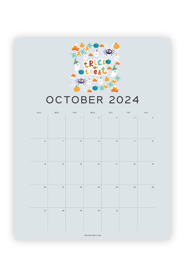 october calendar halloween aesthetic 2024