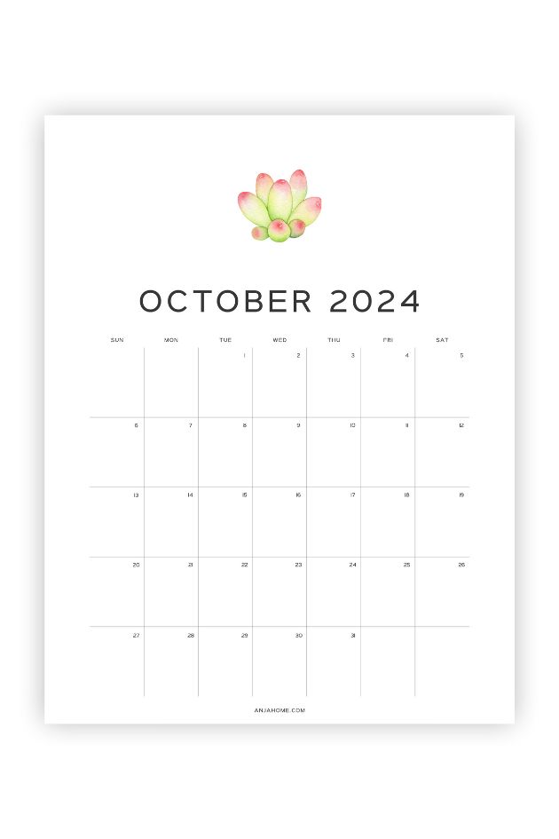october calendar printable simple fall