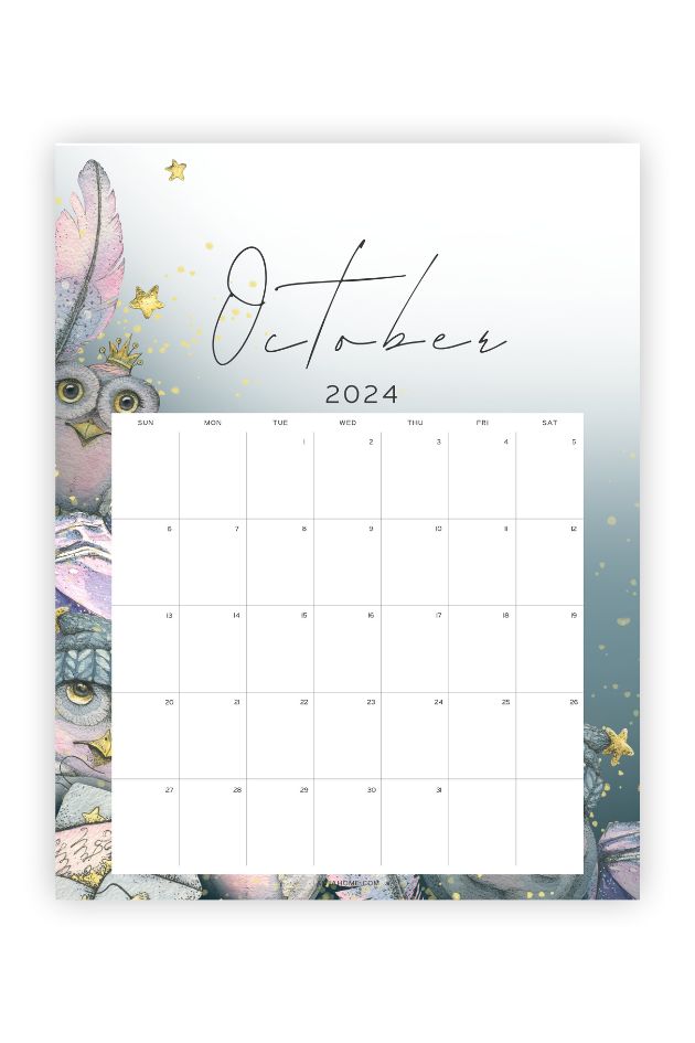printable october calendar cute fall