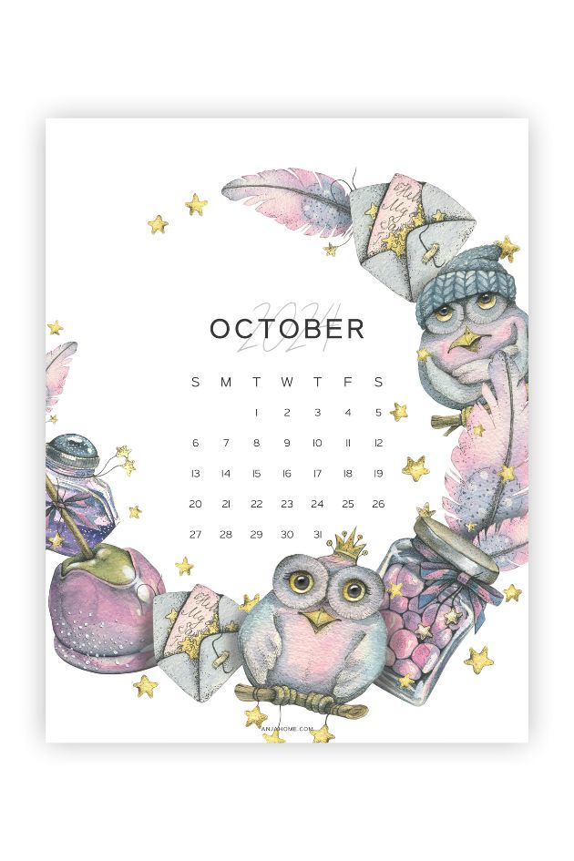 printable calendar october pretty
