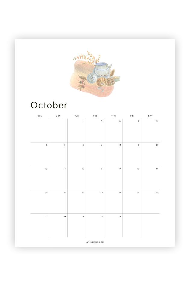 free printable october 2024 calendar cute