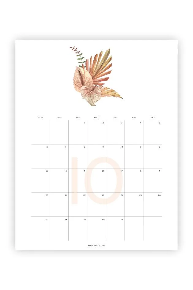printable monthly calendar october 2024 aesthetic