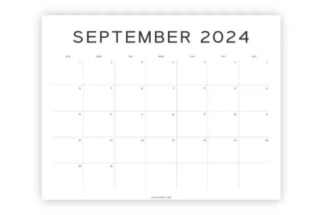 september calendar 2024 printable free minimalist