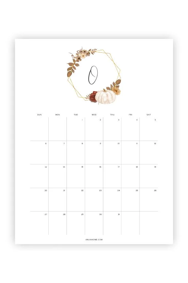 printable calendar october 2024 pretty