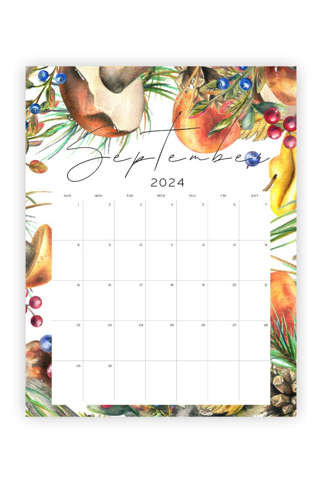 printable september calendar aesthetic