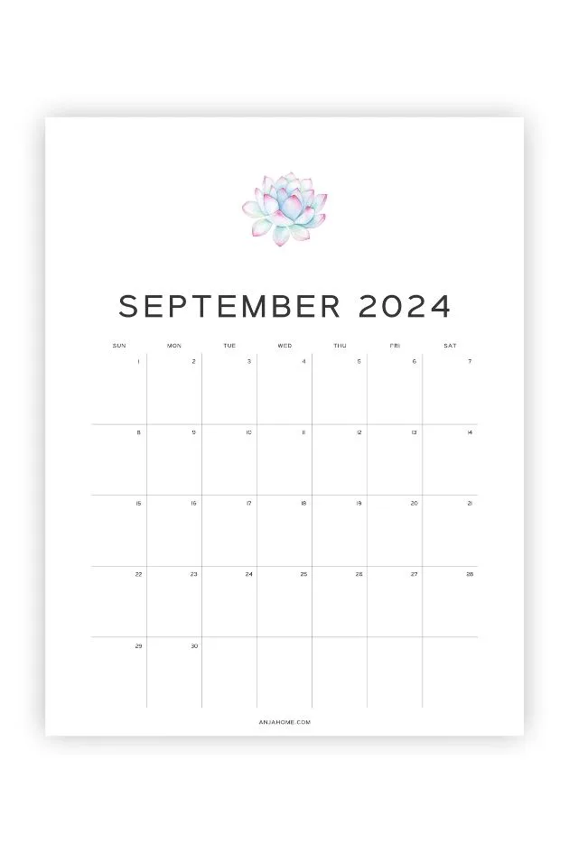september print calendar simple