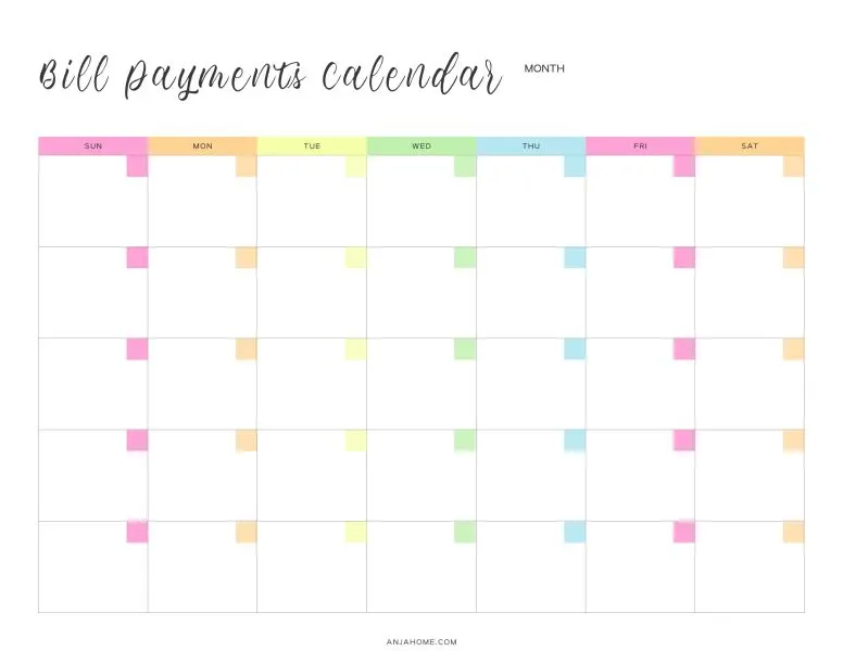 free printable monthly calendar budget planner