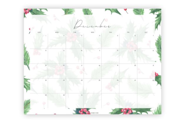christmas aesthetic calendar of december