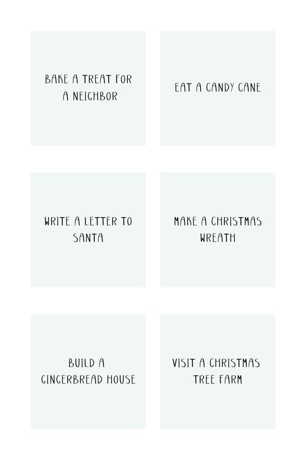 template for advent calendar Christmas activities for kids