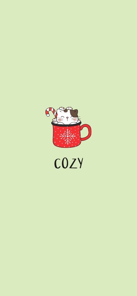 mint green cute iPhone image design cat in a red mug