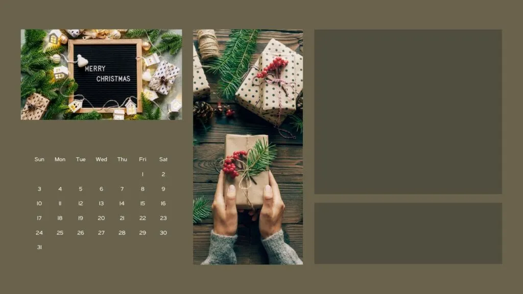 december 2023 calendar wallpaper desktop green