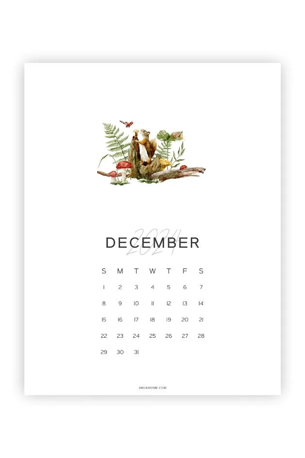 Cute December 2024 Calendar Free Monthly Printables AnjaHome