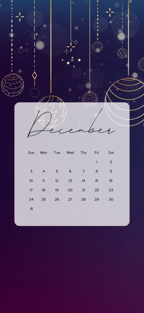 december calendar wallpaper dark blue