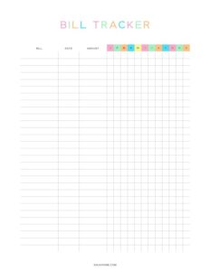 Printable Monthly Bill Calendar 10 Free Organizers - AnjaHome