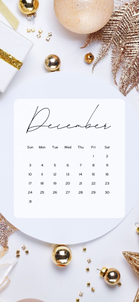 december wallpaper aesthetic white gold