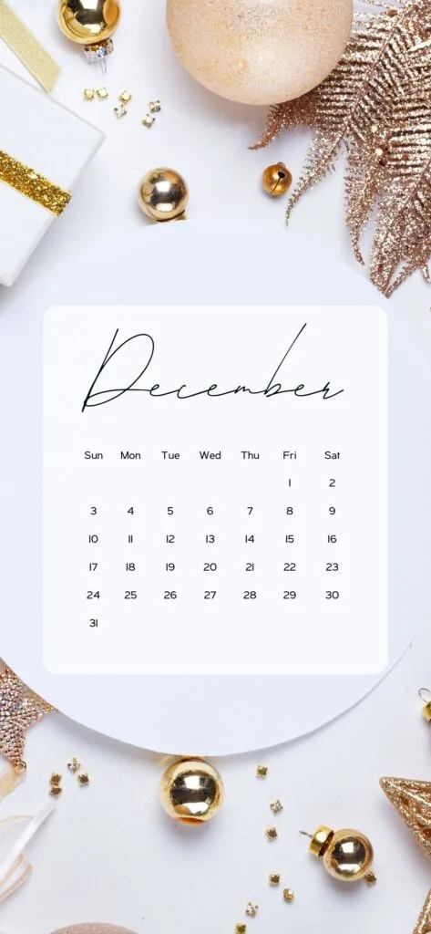 december wallpaper aesthetic white gold