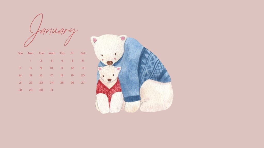 january 2024 calendar cute pink