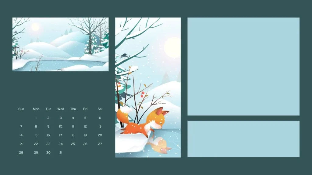 january calendar art cute blue