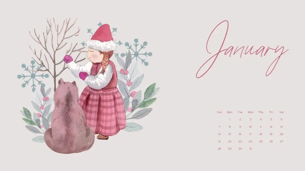 january screensaver pink cute