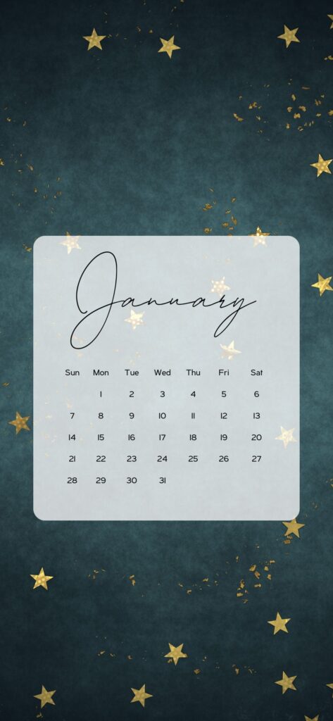 january wallpaper calendar dark gold